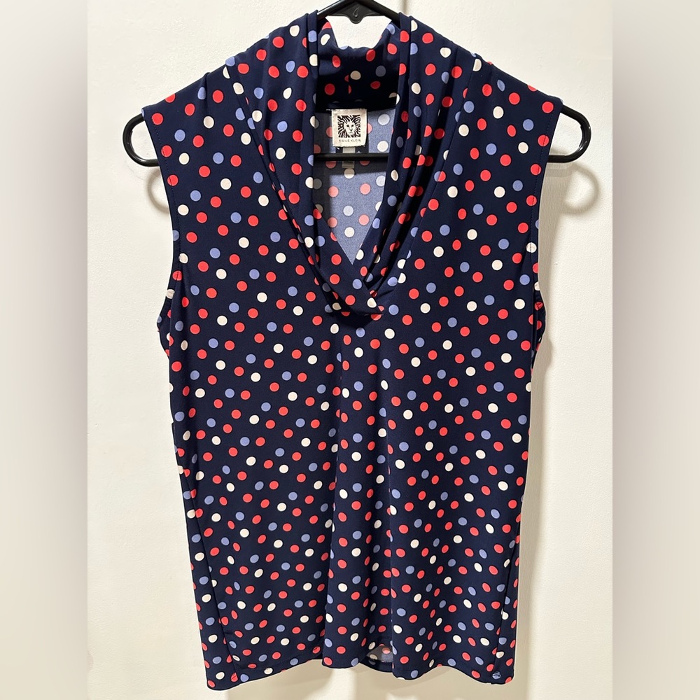 Anne Klein Sleeveless Polkadot Blouse